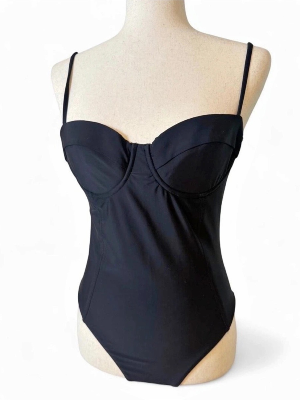 Veronica Beard Bridge Black Underwire Bustier One Piece Swimsuit Size S